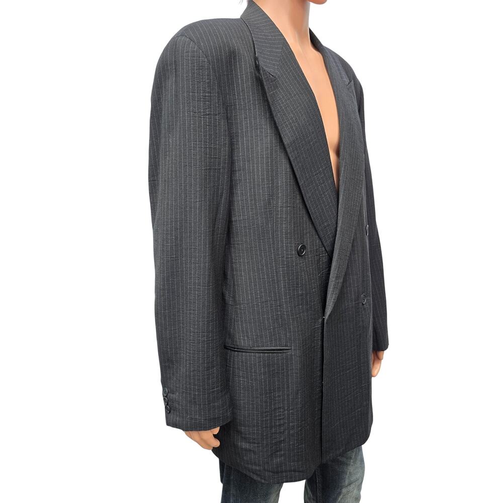 GIORGIO ARMANI Made in Italy Pinstripe Double Breasted Jacket Sz 42L Pure Wool - Picture 6 of 13